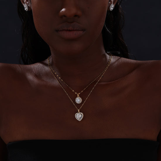 Halo Round Cut CZ Pendant Necklace - Necklace - ONNNIII