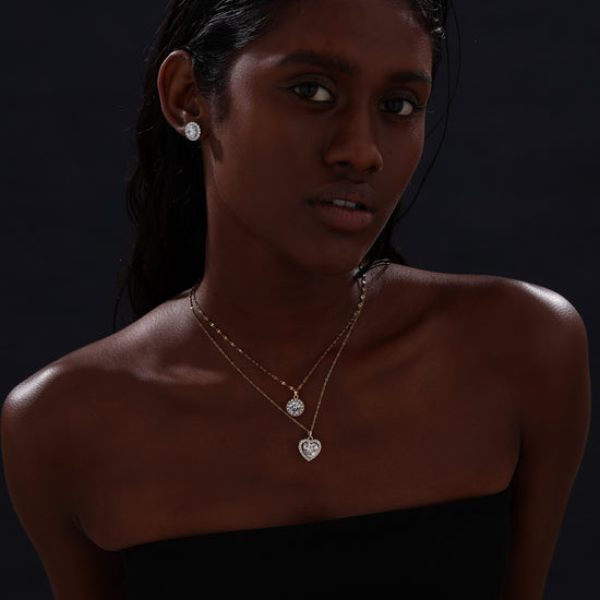 Halo Round Cut CZ Pendant Necklace - Necklace - ONNNIII