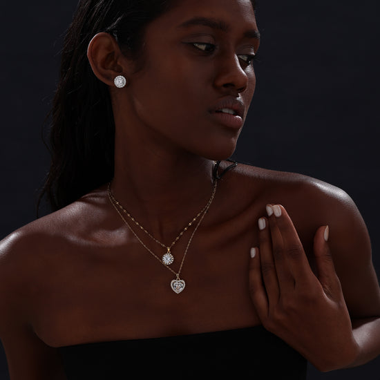 Halo Round Cut CZ Pendant Necklace - Necklace - ONNNIII