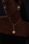 T-bar Curb Chain Necklace with Ancient Coin - Unisex - Necklace - ONNNIII