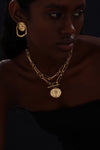 T-bar Curb Chain Necklace with Ancient Coin - Unisex - Necklace - ONNNIII