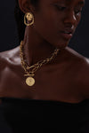 T-bar Curb Chain Necklace with Ancient Coin - Unisex - Necklace - ONNNIII