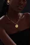T-bar Curb Chain Necklace with Ancient Coin - Unisex - Necklace - ONNNIII