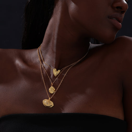 Textured Heart Pendant Necklace - Necklace - ONNNIII