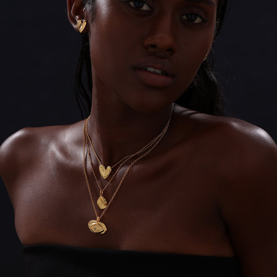 Textured Evil Eye Pendant Necklace - 18K Gold Vermeil - Necklace - ONNNIII