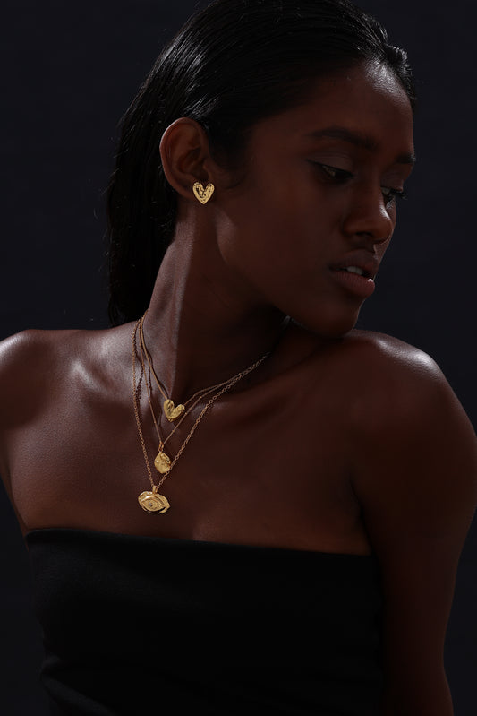 Textured Evil Eye Pendant Necklace - 18K Gold Vermeil - Necklace - ONNNIII