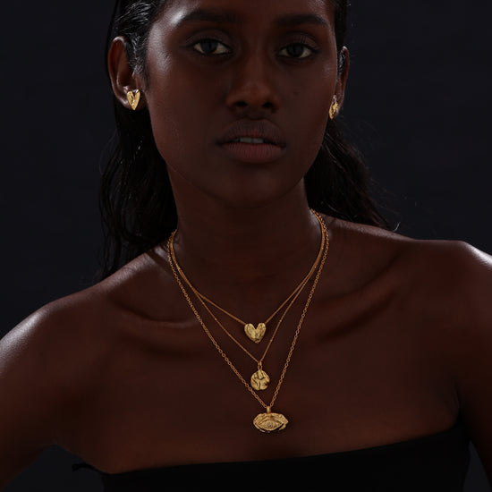 Textured Evil Eye Pendant Necklace - 18K Gold Vermeil - Necklace - ONNNIII