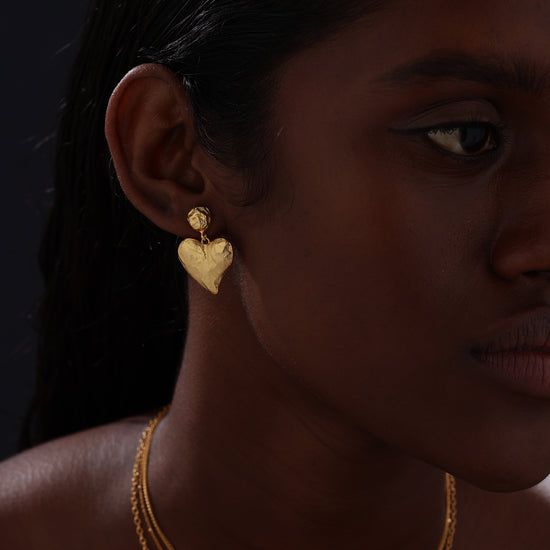 Textured Heart Drop Earrings - Earrings - ONNNIII