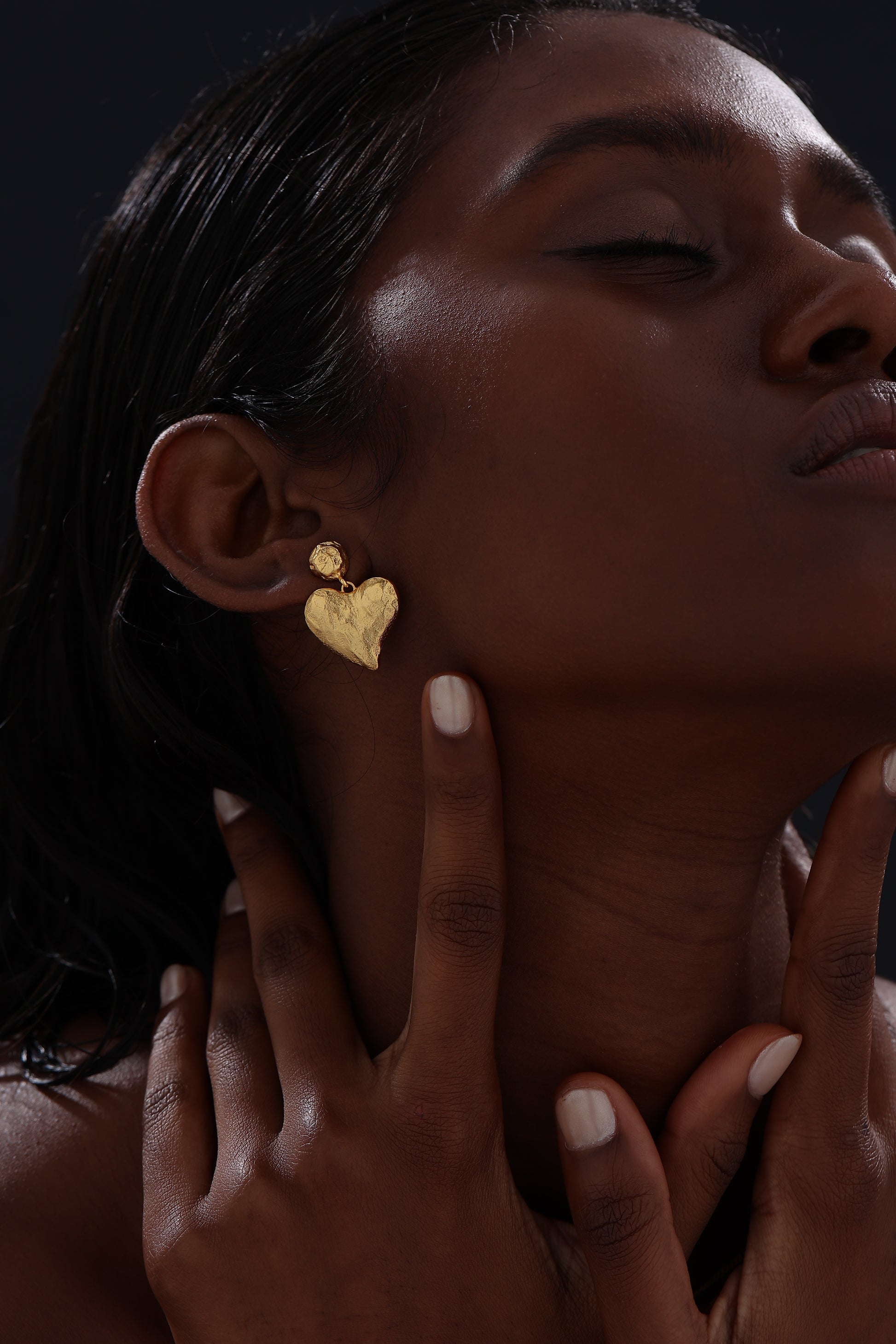 Textured Heart Drop Earrings - Earrings - ONNNIII