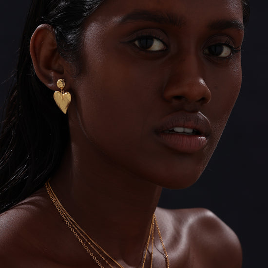 Textured Heart Drop Earrings - Earrings - ONNNIII