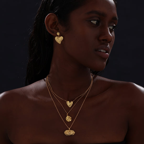 Textured Heart Drop Earrings - Earrings - ONNNIII