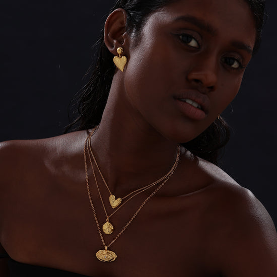 Textured Heart Drop Earrings - Earrings - ONNNIII