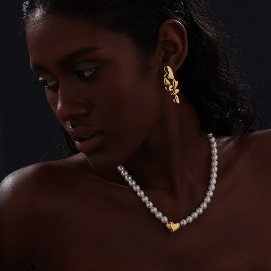 Heart Pendant Pearl Necklace - Necklace - ONNNIII