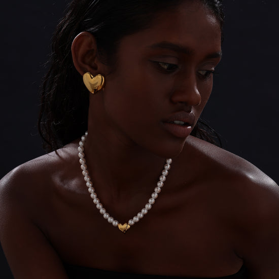 Heart Pendant Pearl Necklace - Necklace - ONNNIII