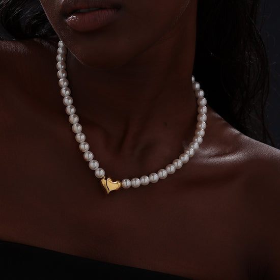 Heart Pendant Pearl Necklace - Necklace - ONNNIII