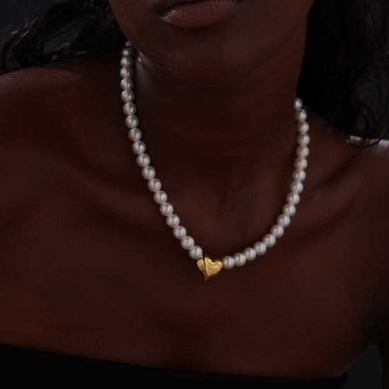 Heart Pendant Pearl Necklace - Necklace - ONNNIII