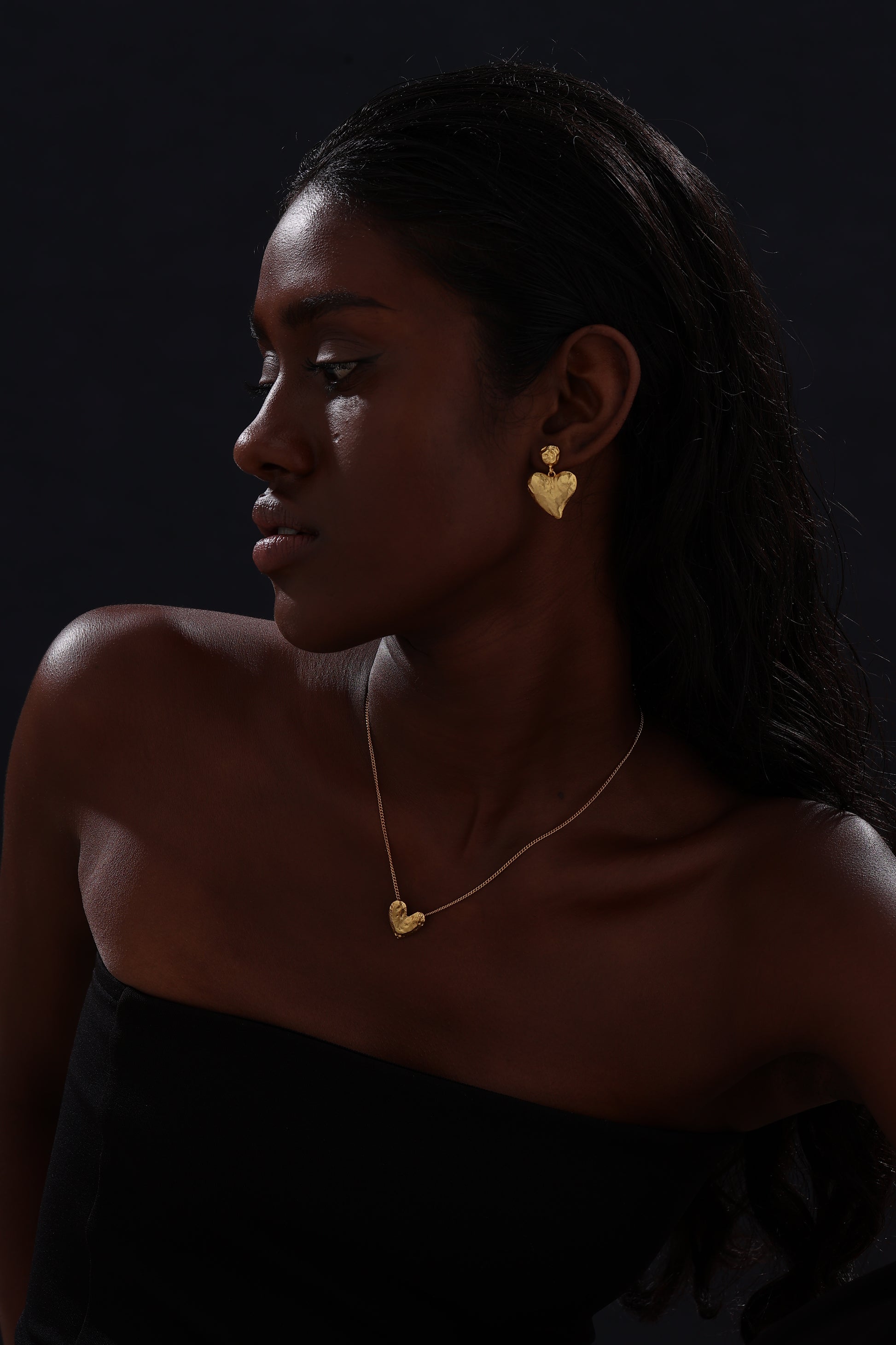 Textured Heart Drop Earrings - Earrings - ONNNIII