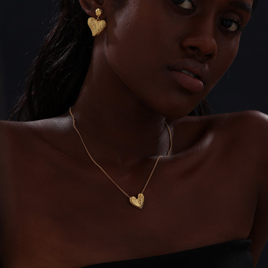 Textured Heart Drop Earrings - Earrings - ONNNIII