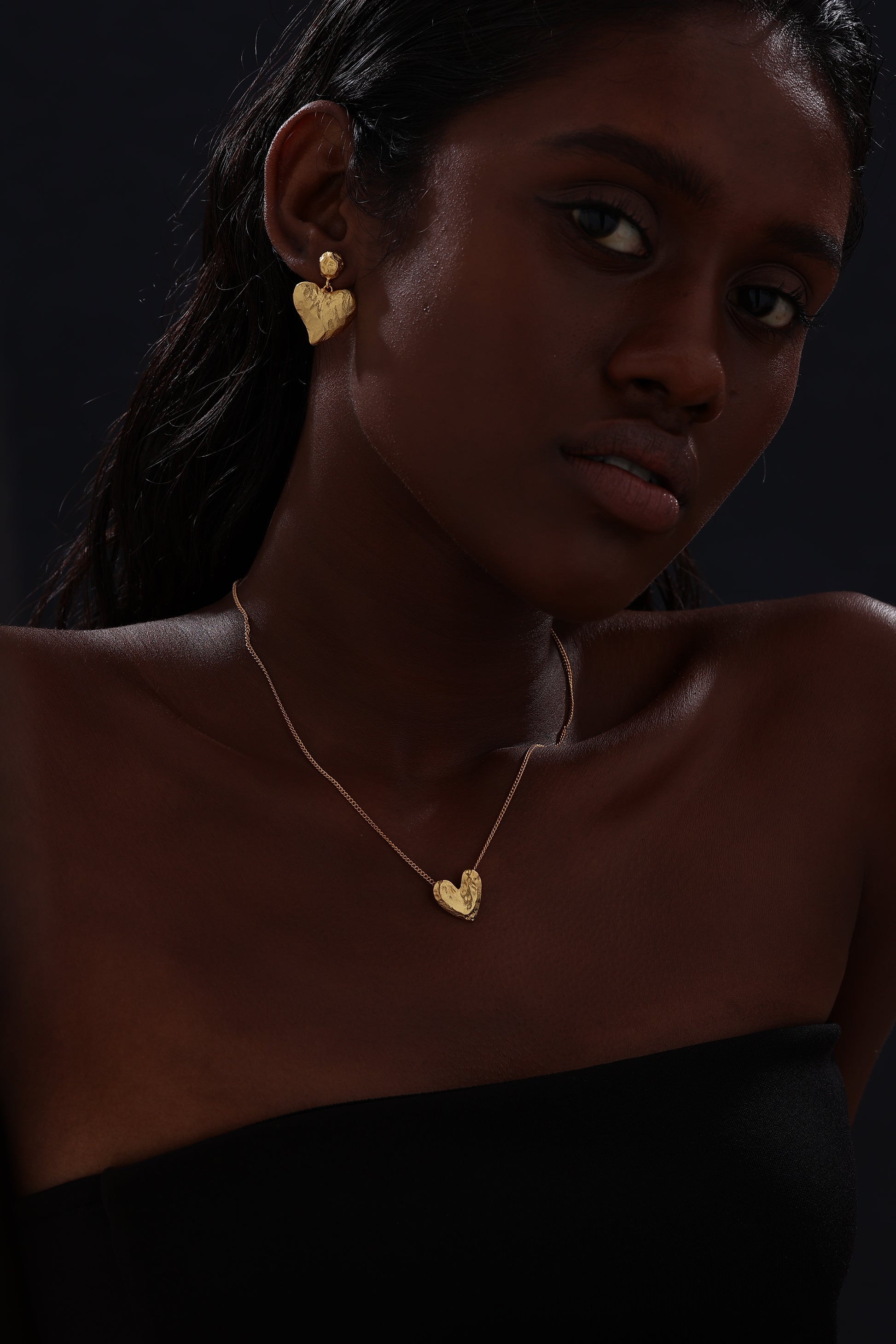 Textured Heart Drop Earrings - Earrings - ONNNIII