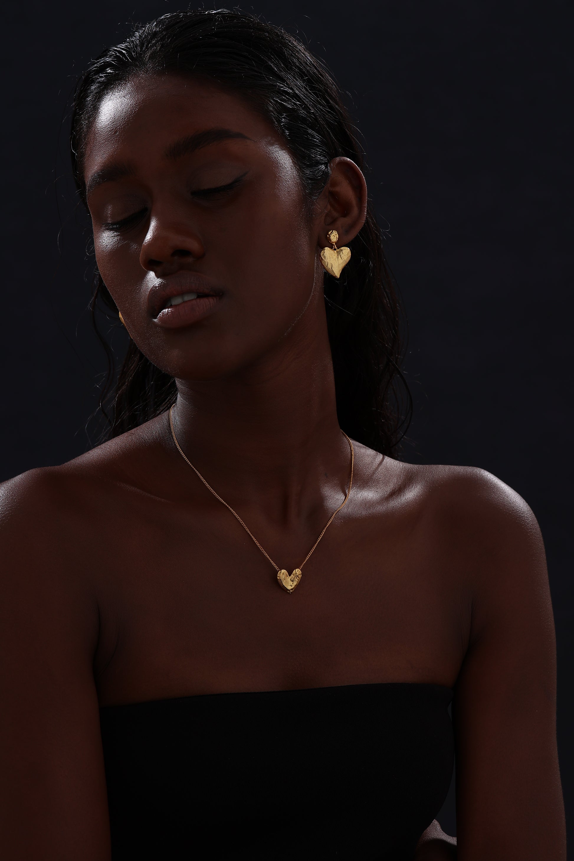 Textured Heart Drop Earrings - Earrings - ONNNIII