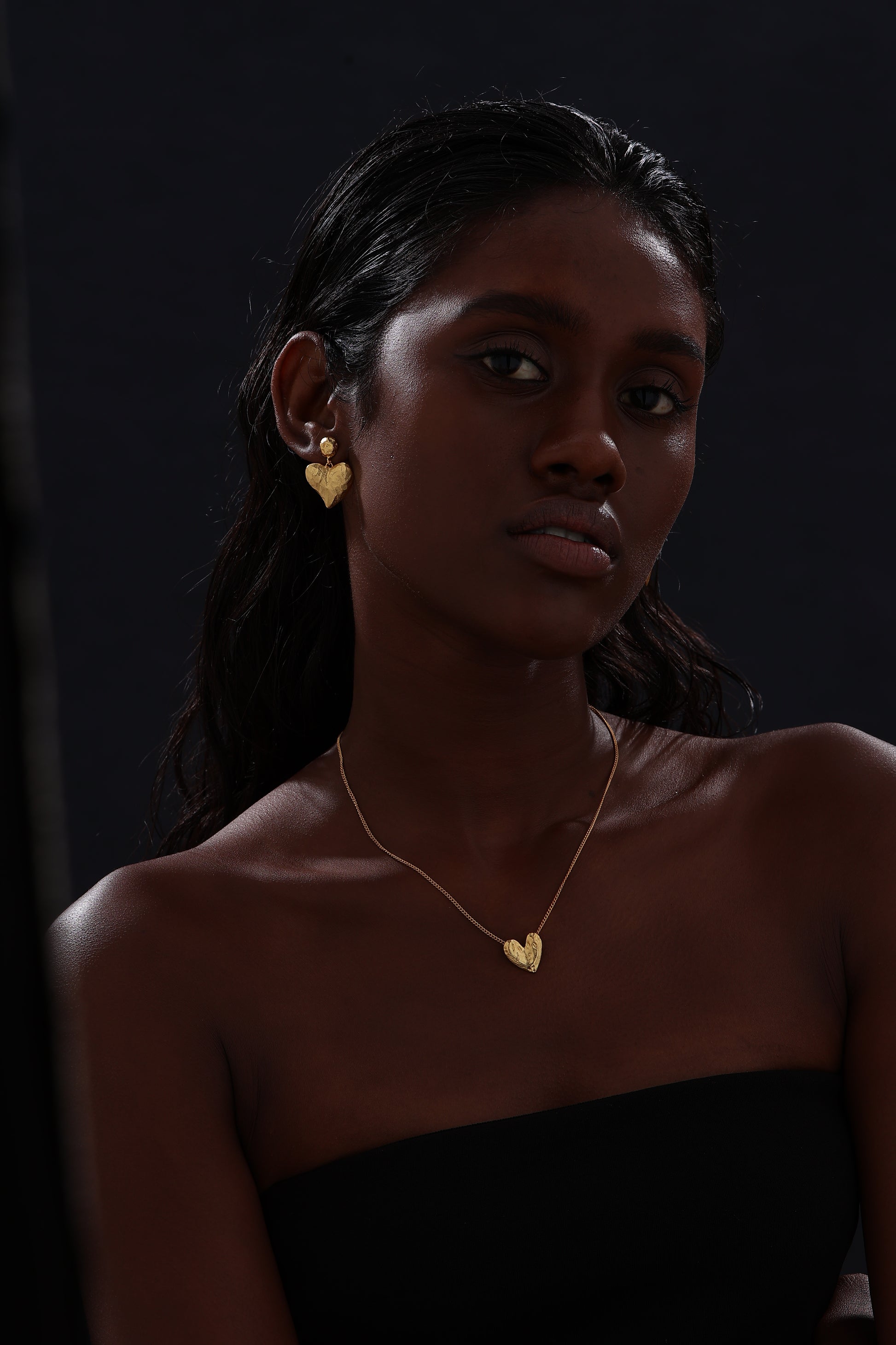 Textured Heart Drop Earrings - Earrings - ONNNIII