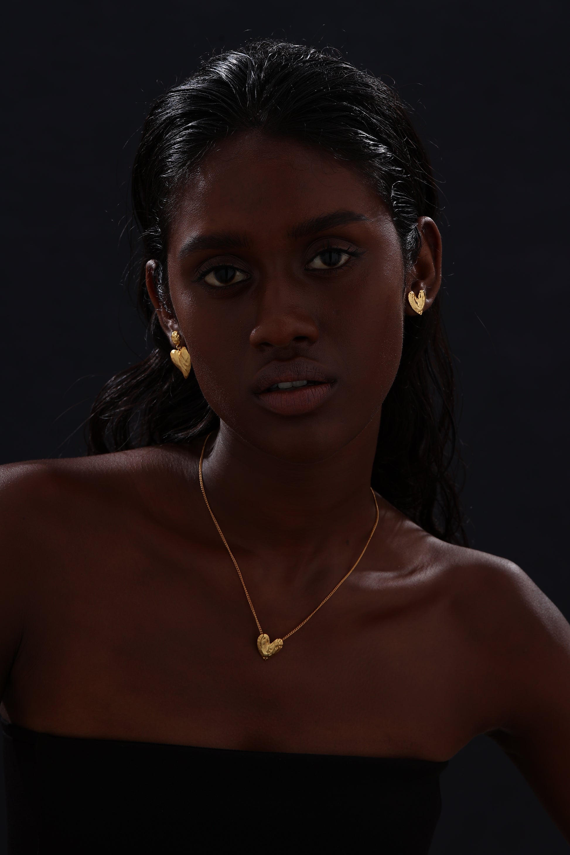 Textured Heart Drop Earrings - Earrings - ONNNIII