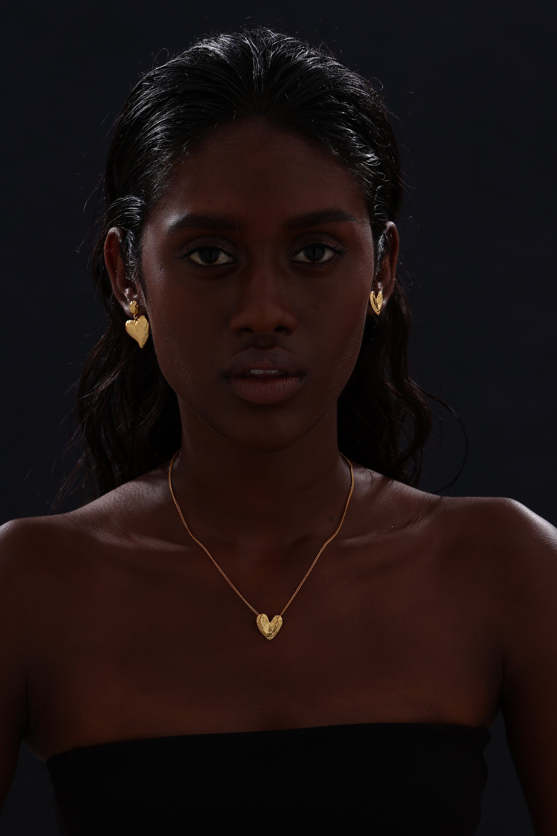 Textured Heart Drop Earrings - Earrings - ONNNIII