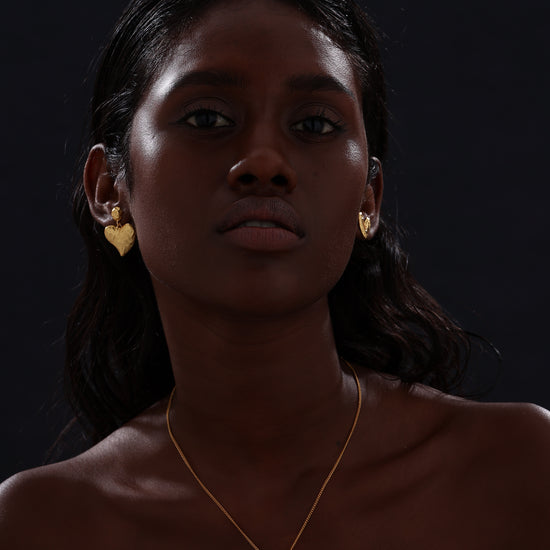 Textured Heart Drop Earrings - Earrings - ONNNIII