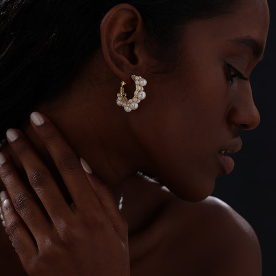 Freshwater Pearl Hoop Earrings - Earrings - ONNNIII