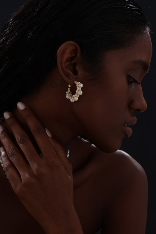 Freshwater Pearl Hoop Earrings - Earrings - ONNNIII