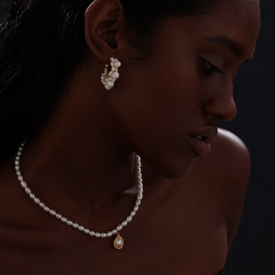 Freshwater Pearl Hoop Earrings - Earrings - ONNNIII