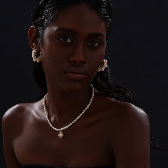 Freshwater Pearl Hoop Earrings - Earrings - ONNNIII