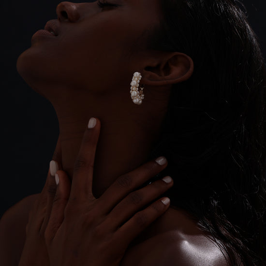 Freshwater Pearl Hoop Earrings - Earrings - ONNNIII