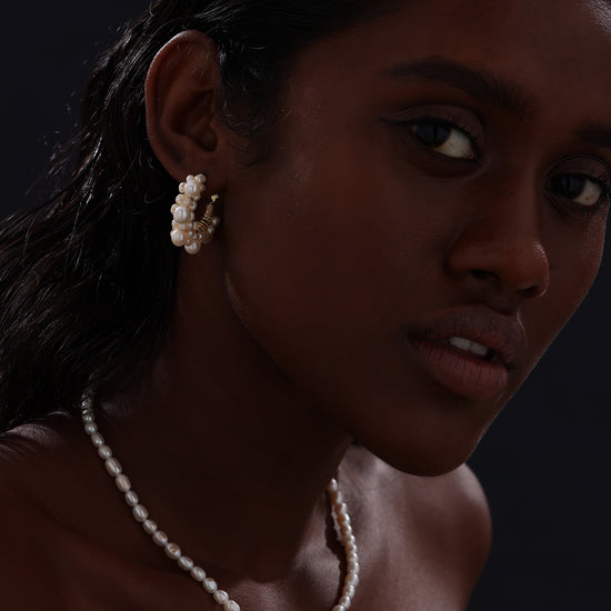 Freshwater Pearl Hoop Earrings - Earrings - ONNNIII