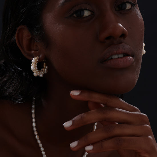 Freshwater Pearl Hoop Earrings - Earrings - ONNNIII