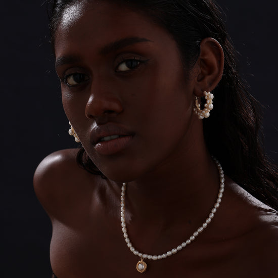 Freshwater Pearl Hoop Earrings - Earrings - ONNNIII