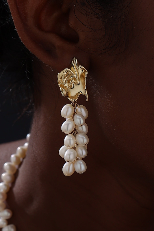 Freshwater Pearl Cluster Drop Earrings