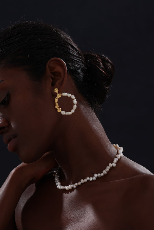 Keshi Pearl Drop Stud Earrings - 22K Gold Vermeil - Earrings - ONNNIII