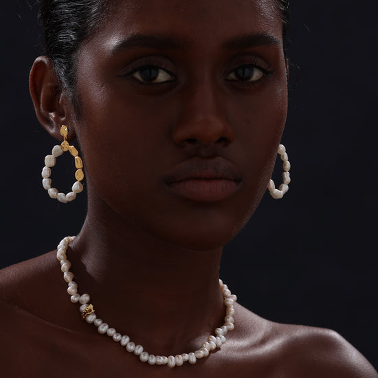 Keshi Pearl Drop Stud Earrings - 22K Gold Vermeil - Earrings - ONNNIII
