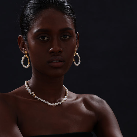 Keshi Pearl Drop Stud Earrings - 22K Gold Vermeil - Earrings - ONNNIII