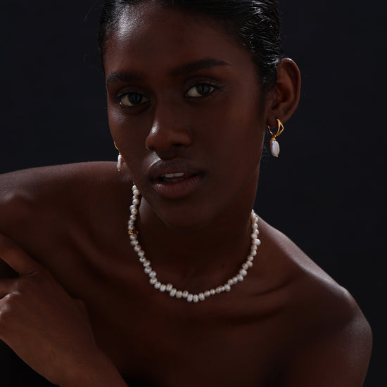 Keshi Pearl Drop Earrings - 22K Gold Vermeil - Earrings - ONNNIII