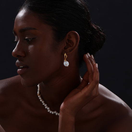 Keshi Pearl Drop Earrings - 22K Gold Vermeil - Earrings - ONNNIII