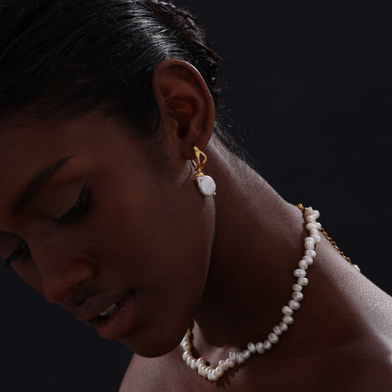 Keshi Pearl Drop Earrings - 22K Gold Vermeil - Earrings - ONNNIII