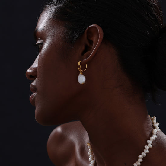Keshi Pearl Drop Earrings - 22K Gold Vermeil - Earrings - ONNNIII