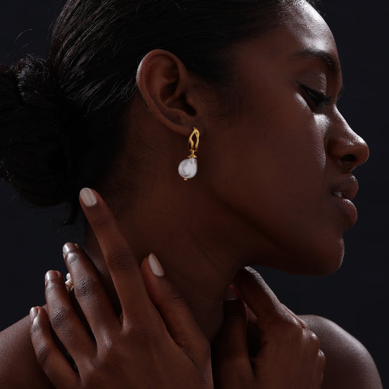 Keshi Pearl Drop Earrings - 22K Gold Vermeil - Earrings - ONNNIII