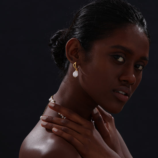 Keshi Pearl Drop Earrings - 22K Gold Vermeil - Earrings - ONNNIII