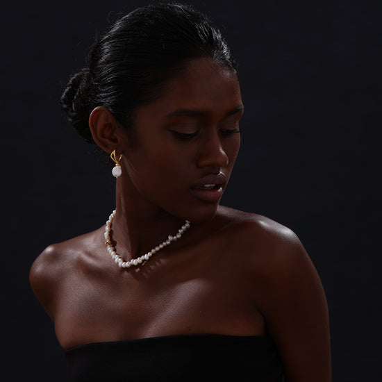 Keshi Pearl Drop Earrings - 22K Gold Vermeil - Earrings - ONNNIII