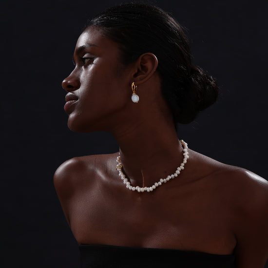 Keshi Pearl Drop Earrings - 22K Gold Vermeil - Earrings - ONNNIII
