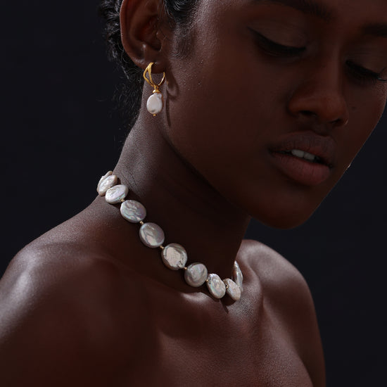 Keshi Pearl Drop Earrings - 22K Gold Vermeil - Earrings - ONNNIII