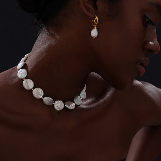 Keshi Pearl Drop Earrings - 22K Gold Vermeil - Earrings - ONNNIII